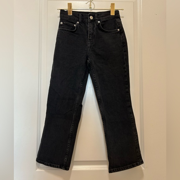 ASOS DESIGN Black Denim Straight Leg Cropped Petite Jeans Size 23 - Picture 3 of 16